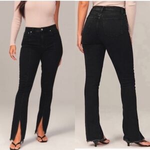 Abercrombie & Fitch Black Skinny High Rise Petite Jeans Split Slit Hem 4S Short
